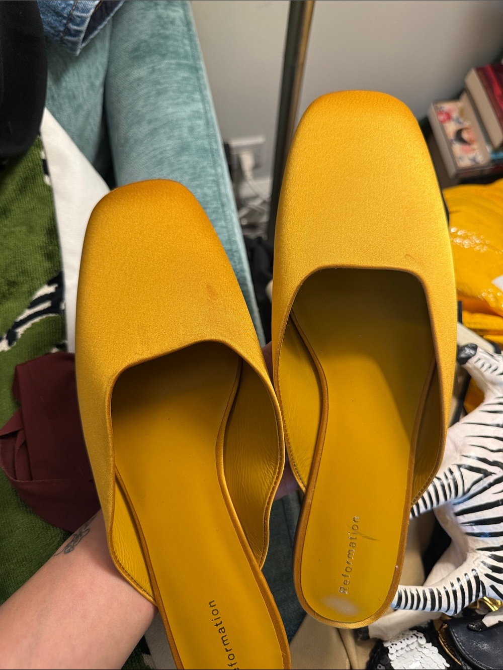 Reformation golden yellow Square Mule